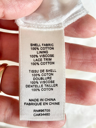 Rebecca Taylor Adriana Eyelet Ruffle Trim V-Neck A-Midi Dress White Women Size 0