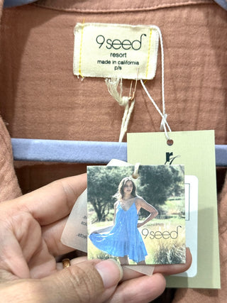 9seed gauze Henley button top, S