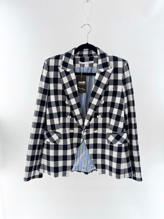 Veronica Beard Cropped Checkered Tweed Blazer, 10