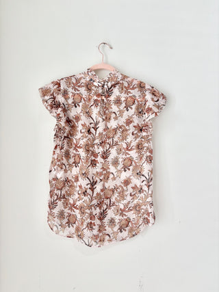 Veronica Beard cream brown sheer ruffle top metallic, 2