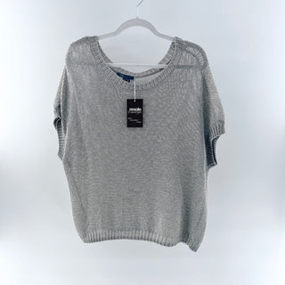 Vince Short Sleeve Scoop Neck Oversized Pullover Sweater Gray Women's Small