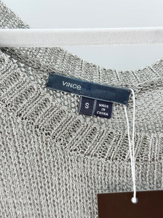 Vince Short Sleeve Scoop Neck Oversized Pullover Sweater Gray Women's Small