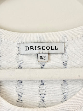 DRISCOLL Embroidered Crewneck Knit Mini Fit & Flare Dress White Blue Women's 0/2