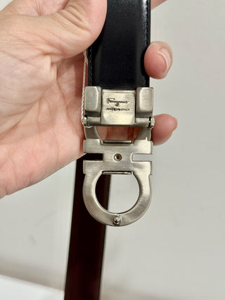 Ferragamo Leather Gancini Buckle Adjustable Belt Black Men Size 95/38 / M