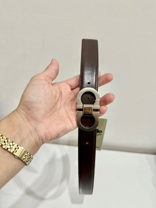 Ferragamo Leather Gancini Buckle Adjustable Belt Black Men Size 95/38 / M