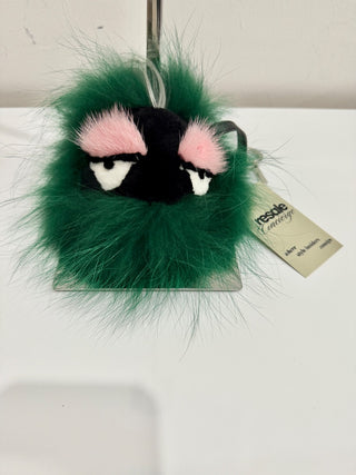 Fendi Bag keychain bugs Monster Fur charm green