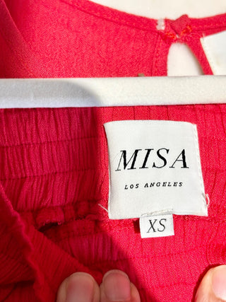 Misa red boho fringe set: skirt and top, XS