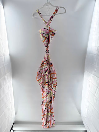 Bahama Mama Abstract-print halter wide leg jumpsuit, s