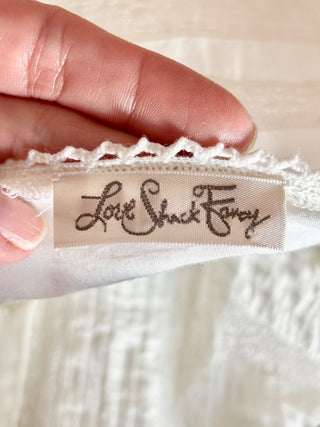 LoveShackFancy Kylen Victorian Lace Trim Maxi Dress White Women's Size US 0