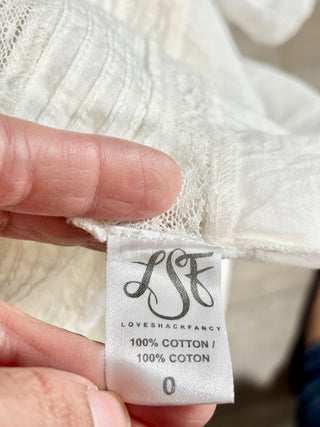 LoveShackFancy Kylen Victorian Lace Trim Maxi Dress White Women's Size US 0