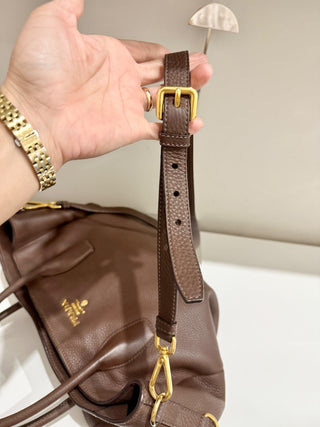 Prada large shopper leather bag with strap