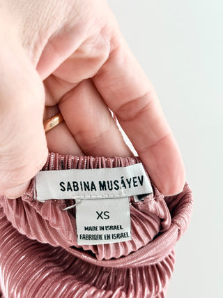 Sabina musayev Pleated metallic crop top & pants set, XS