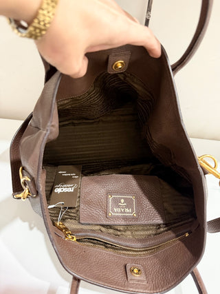 Prada large shopper leather bag with strap