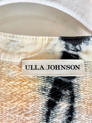 Ulla Johnson Tie-Dye Print Puff Sleeve V-Neck Sweatshirt Blue/Yellow Women's S