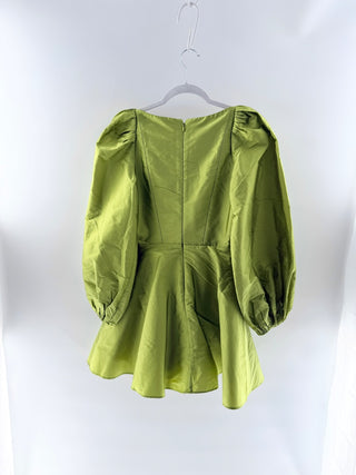NWT BHLDN Balloon Puff-Sleeve Fit & Flare Mini Dress Sage Green Women's Size 0