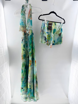 Carolina Lara Floral halter tie front top & shorts, 6