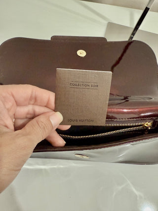 Louis Vuitton Amarante Vernis Leather Sobe Clutch Purse Handbag Burgundy