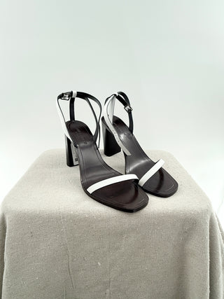Saint Laurent block wood heel ankle strap sandals, 39.5