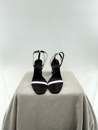 Saint Laurent block wood heel ankle strap sandals, 39.5