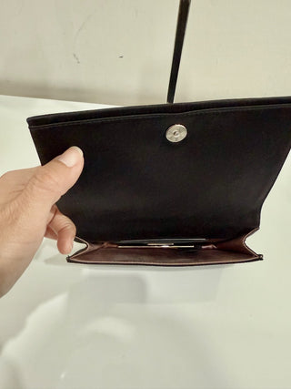 Prada Nero Raso Stones Crystal Satin Clutch Bag Black Womens
