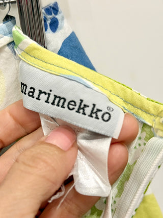 Marimekko Vintage Floral High Waisted A-Line Midi Skirt Blue/Green Women's 4