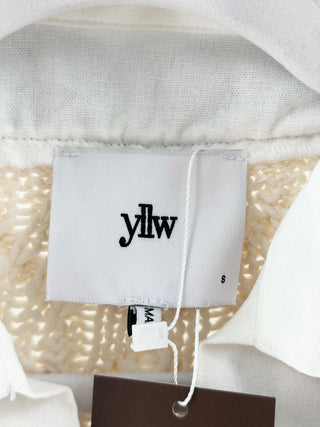 yllw The Label Signature Oxford Oversized Cable Knit Layered Sweater Cream Small