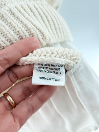 yllw The Label Signature Oxford Oversized Cable Knit Layered Sweater Cream Small