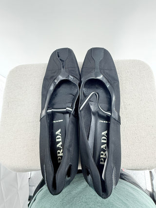 Prada vintage patent leather and nylon ballet flats, 38.5
