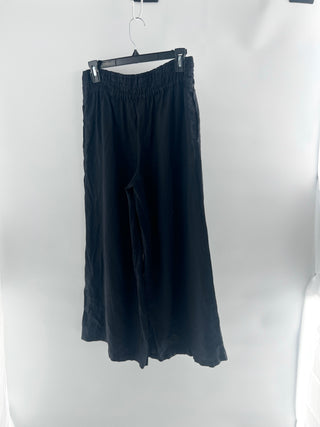 Anthropologie wide-leg pants featuring smocked elastic waistband, crafted from lightweight linen fabric, XS
