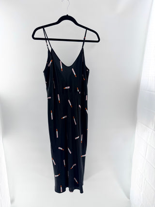 Equipment midi lipstick print silk slip dress, XL