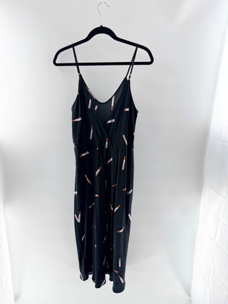 Equipment midi lipstick print silk slip dress, XL