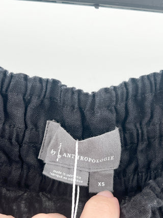Anthropologie wide-leg pants featuring smocked elastic waistband, crafted from lightweight linen fabric, XS