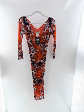 Fuzzi Vibrant Floral Mesh Dress, S