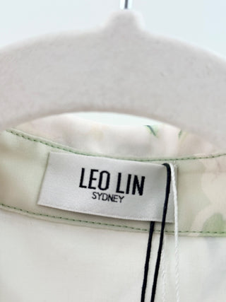 NWT Leo Lin Sophie Jasmine Bishop Sleeve Belted Mini Dress Green AUS 8 / US 4