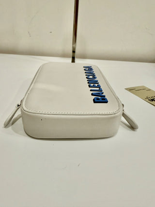 Balenciaga Leather Cash Phone & Card Holder Shoulder Bag White Women's Small