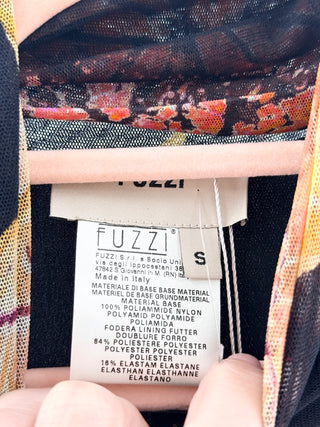 Fuzzi L/S Floral Turtleneck mesh Maxi Dress, S