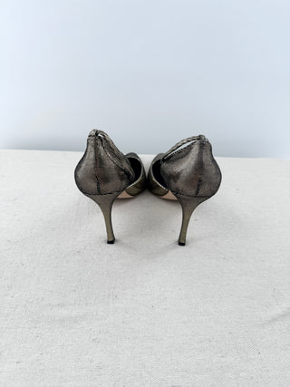 Manolo Blahnik Sunset Blitz Pointed Toe Stilettos Heels Pumps Gold Bronze EU 42