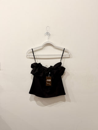 Imperial ribbed stretchy tube top with ruffle, M