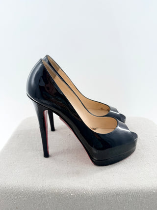Christian Louboutin patent leather peep toe pumps, 37.5