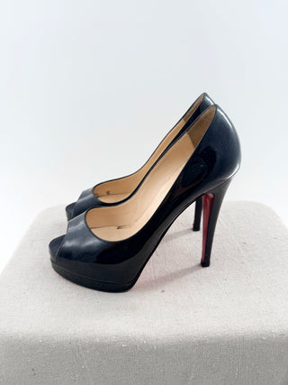 Christian Louboutin patent leather peep toe pumps, 37.5