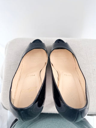 Christian Louboutin patent leather peep toe pumps, 37.5