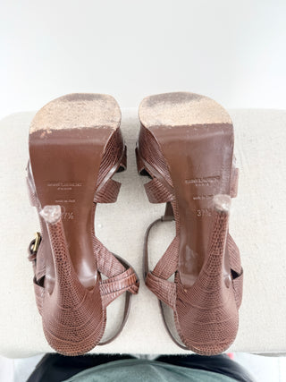 Saint Laurent textured leather platform tribute sandals, 37.5