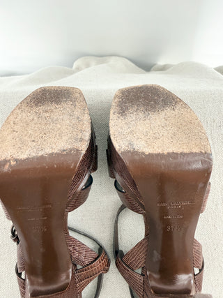 Saint Laurent textured leather platform tribute sandals, 37.5