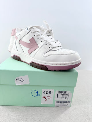 Off-White Out of Office Leather Low Top Sneakers Women's White Pink EU 37