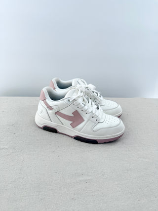 Off-White Out of Office Leather Low Top Sneakers Women's White Pink EU 37