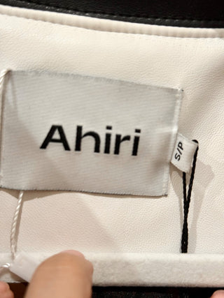 NWT Ahiri Kelly Colorblock Faux Leather Racing Jacket White/Black Women's Small