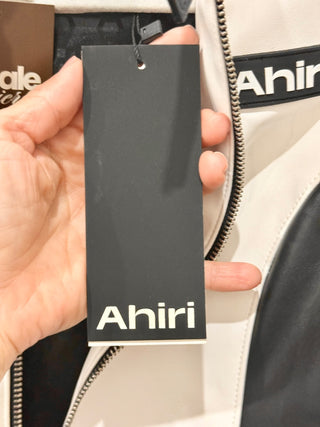 NWT Ahiri Kelly Colorblock Faux Leather Racing Jacket White/Black Women's Small