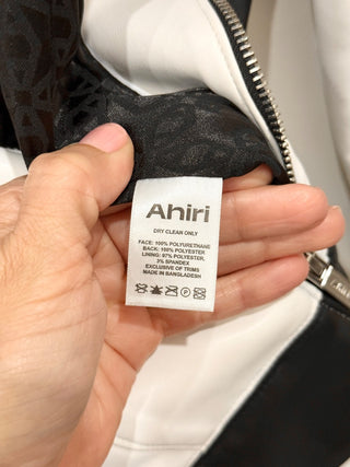 NWT Ahiri Kelly Colorblock Faux Leather Racing Jacket White/Black Women's Small