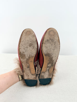 Gucci leather mules with fur, 39.5