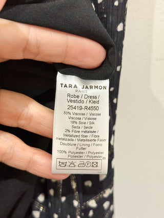 Tara Jarmon dotted faux wrap midi dress, 38 FR / US 6